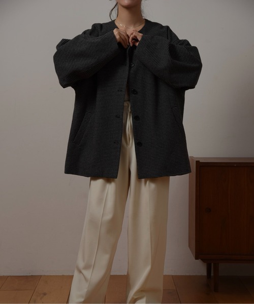 【i_am】 2way fur midi check coat セール】2way fur midi check coat / 2wayファーミディチェック