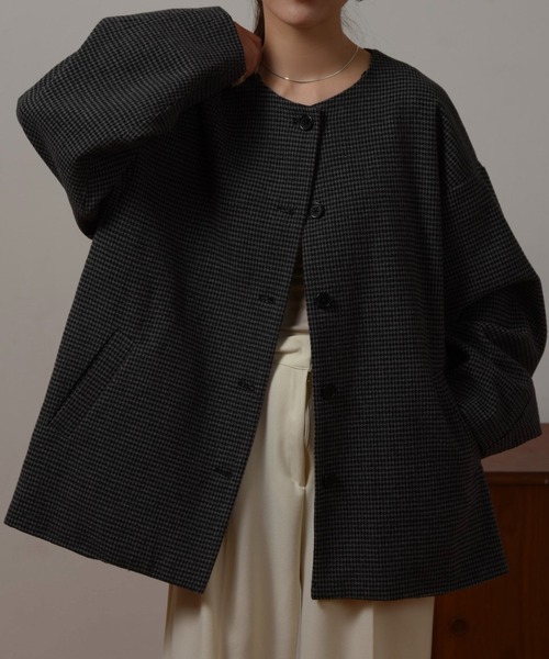 セール】2way fur midi check coat / 2wayファーミディチェックコート