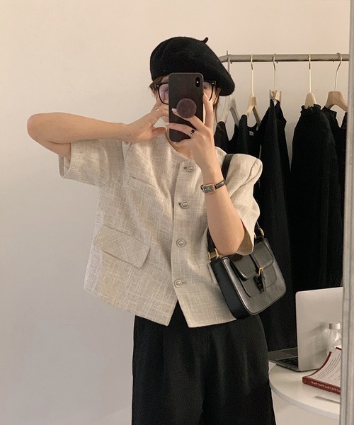 aimoha(アイモハ)の「ツイード半袖ジャケット (SS)(その他アウター・レディース・オフホワイト/ライトグレー/パープル・FREE)」の10枚目の写真