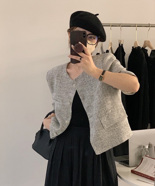 aimoha(アイモハ)の「ツイード半袖ジャケット (SS)(その他アウター・レディース・オフホワイト/ライトグレー/パープル・FREE)」の17枚目の写真