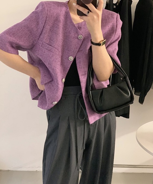 aimoha(アイモハ)の「ツイード半袖ジャケット (SS)(その他アウター・レディース・オフホワイト/ライトグレー/パープル・FREE)」の21枚目の写真