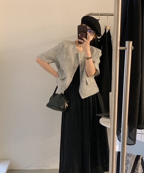 aimoha(アイモハ)の「ツイード半袖ジャケット (SS)(その他アウター・レディース・オフホワイト/ライトグレー/パープル・FREE)」の19枚目の写真