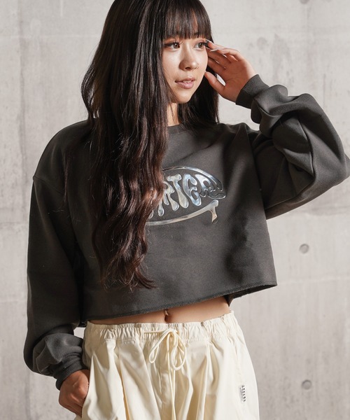 トレーナー スウェット STARTER メタルロゴ カットオフ ショート丈スウェット / l Logo Cutoff Short Length セール】STARTER メタルロゴ カットオフ ショート丈スウェット