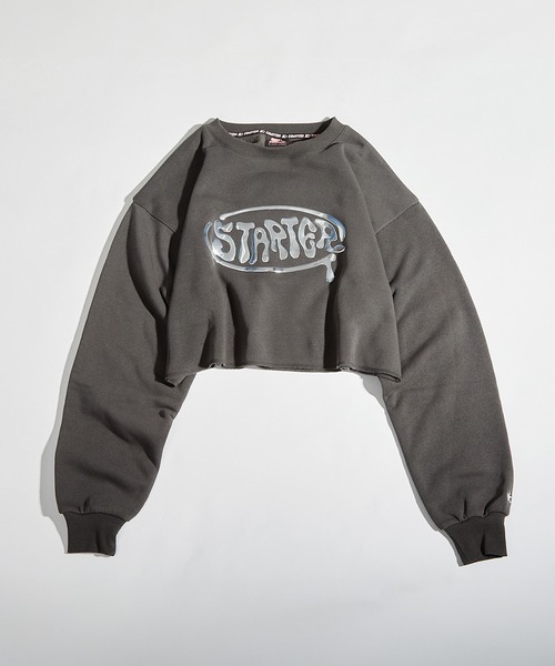 トレーナー スウェット STARTER メタルロゴ カットオフ ショート丈スウェット / l Logo Cutoff Short Length セール】STARTER メタルロゴ カットオフ ショート丈スウェット