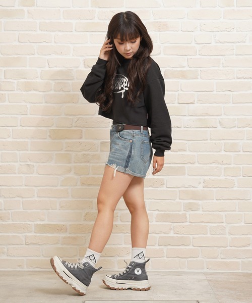 トレーナー スウェット STARTER メタルロゴ カットオフ ショート丈スウェット / l Logo Cutoff Short Length セール】STARTER メタルロゴ カットオフ ショート丈スウェット