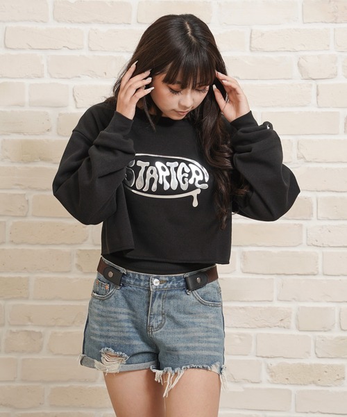 トレーナー スウェット STARTER メタルロゴ カットオフ ショート丈スウェット / l Logo Cutoff Short Length セール】STARTER メタルロゴ カットオフ ショート丈スウェット