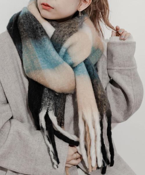 SMELLY（スメリー）の「ボリュームチェックマフラー（マフラー・レディース・パープル系その他/ブルー系その他・-）」の10枚目の写真