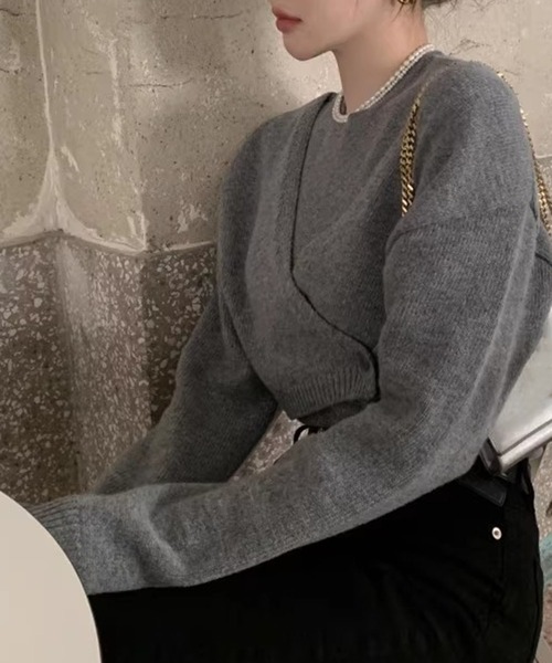 高島屋限定マンスリー掲載ルネ新品ニットカーディガン セール】ノースリーブ＆カシュクールニットカーディガンセット（ニット