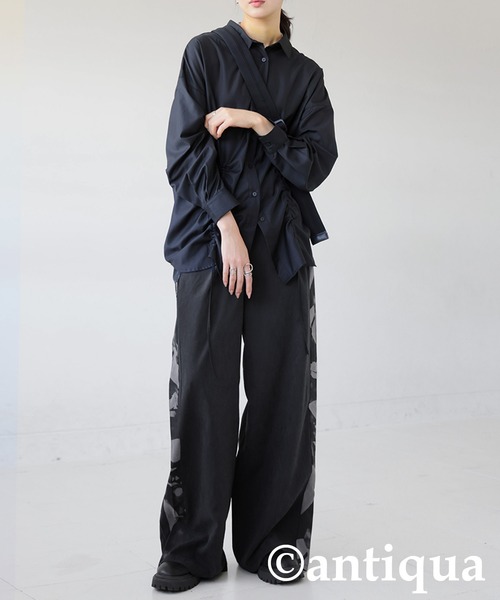 antiqua（アンティカ）の「柄切り替えパンツ（その他パンツ・レディース・ブラック・LARGE/MEDIUM）」の2枚目の写真