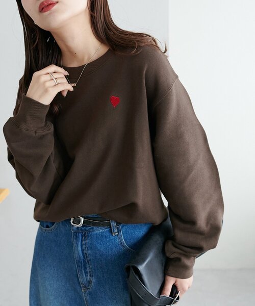 セール】【WEB限定/新色追加】ハート刺繍スウェット（スウェット