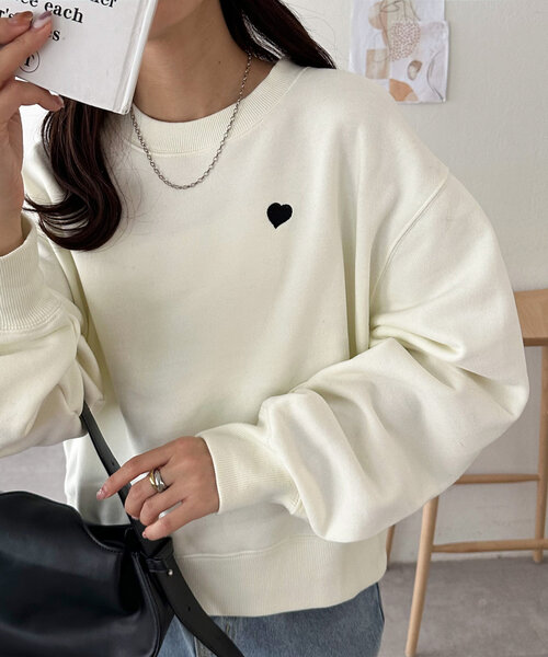 セール】【WEB限定/新色追加】ハート刺繍スウェット（スウェット