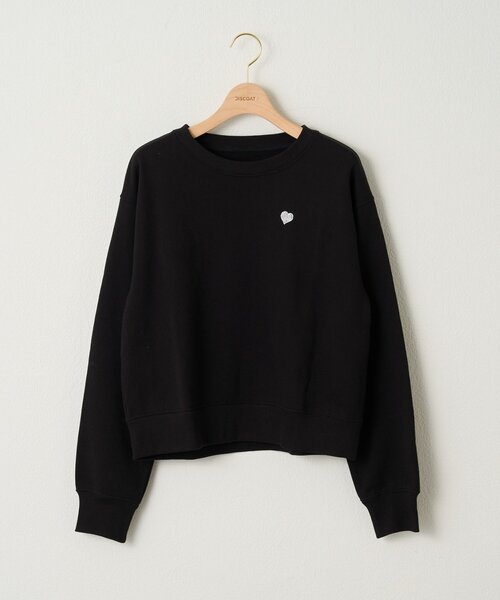 DISCOAT(ディスコート)の「【WEB限定/新色追加】ハート刺繍スウェット(スウェット・レディース・ネイビー/ライトベージュ/チャコールグレー/ベージュ/オフホワイト/ブラウン/ライトグレー/ブラック・MEDIUM)」の3枚目の写真