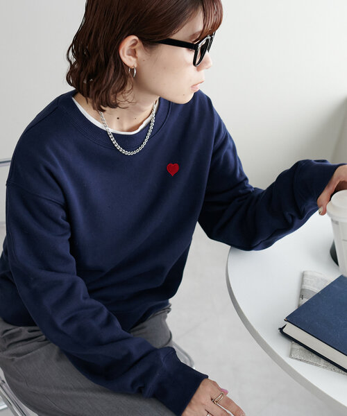 セール】【WEB限定/新色追加】ハート刺繍スウェット（スウェット