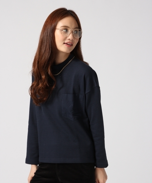 GLOBAL WORK(グローバルワーク)の「ウラケポケツキBOX-プルオーバー長袖/570451(Tシャツ/カットソー・レディース・グレー/ネイビー/ホワイト/その他/カーキ・MEDIUM/LARGE)」の1枚目の写真