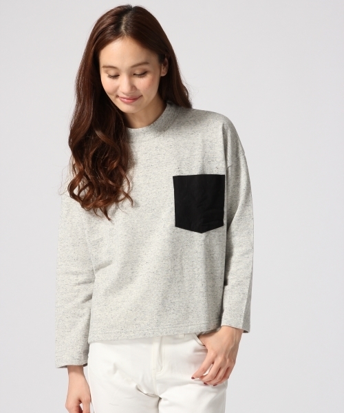 GLOBAL WORK(グローバルワーク)の「ウラケポケツキBOX-プルオーバー長袖/570451(Tシャツ/カットソー・レディース・グレー/ネイビー/ホワイト/その他/カーキ・MEDIUM/LARGE)」の3枚目の写真