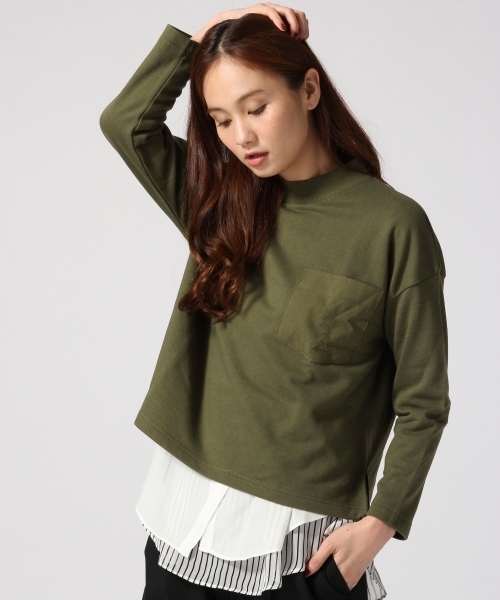 GLOBAL WORK(グローバルワーク)の「ウラケポケツキBOX-プルオーバー長袖/570451(Tシャツ/カットソー・レディース・グレー/ネイビー/ホワイト/その他/カーキ・MEDIUM/LARGE)」の4枚目の写真