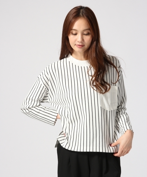 GLOBAL WORK(グローバルワーク)の「ウラケポケツキBOX-プルオーバー長袖/570451(Tシャツ/カットソー・レディース・グレー/ネイビー/ホワイト/その他/カーキ・MEDIUM/LARGE)」の5枚目の写真