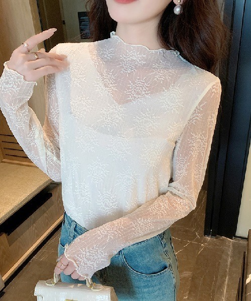 Ritomo De Ricco(リトモ・デ・リコ)の「ストレッチレースインナーインナードッキングトップス(Tシャツ/カットソー・レディース・オフホワイト/ブラック・FREE)」の12枚目の写真