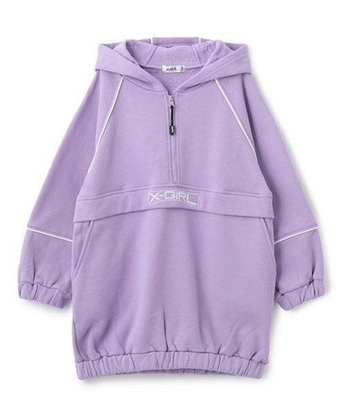 X-girl Stages（エックスガールステージス）の「アノラックパーカーワンピース（ワンピース・キッズ・ブラック/ラベンダー・140cm/130cm/120cm/110cm/100cm/90cm）」の4枚目の写真