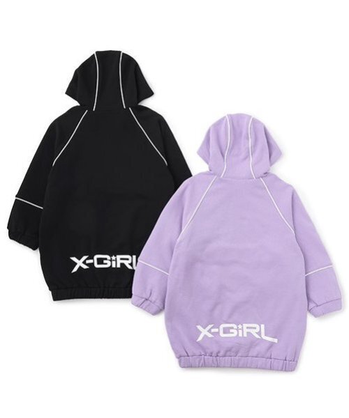 X-girl Stages（エックスガールステージス）の「アノラックパーカーワンピース（ワンピース・キッズ・ブラック/ラベンダー・140cm/130cm/120cm/110cm/100cm/90cm）」の14枚目の写真