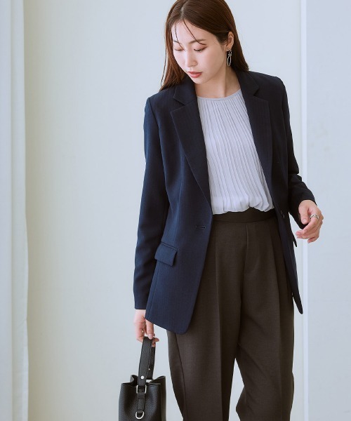 7days Life Styling(セブンデイズライフスタイリング)の「ウール調ヘリンボーンテーラードジャケット(テーラードジャケット・レディース・ブラウン/ネイビー・LL/S/M/L)」の1枚目の写真