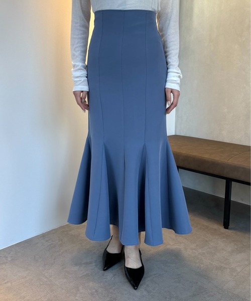 INTER FACTORY（インターファクトリー）の「rei - ハイウエストマーメイドスカート made in INTER FACTORY（スカート・レディース・アイボリー/ブルー・MEDIUM/SMALL）」の9枚目の写真