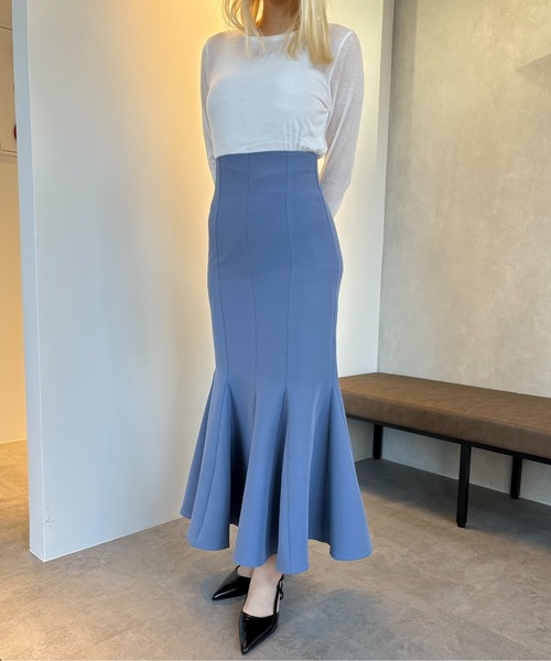 INTER FACTORY（インターファクトリー）の「rei - ハイウエストマーメイドスカート made in INTER FACTORY（スカート・レディース・アイボリー/ブルー・MEDIUM/SMALL）」の8枚目の写真