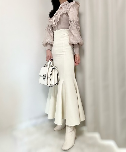 INTER FACTORY（インターファクトリー）の「rei - ハイウエストマーメイドスカート made in INTER FACTORY（スカート・レディース・アイボリー/ブルー・MEDIUM/SMALL）」の14枚目の写真