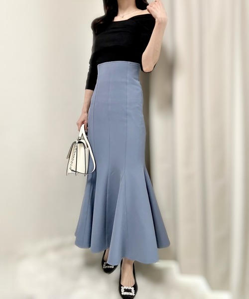 INTER FACTORY（インターファクトリー）の「rei - ハイウエストマーメイドスカート made in INTER FACTORY（スカート・レディース・アイボリー/ブルー・MEDIUM/SMALL）」の5枚目の写真