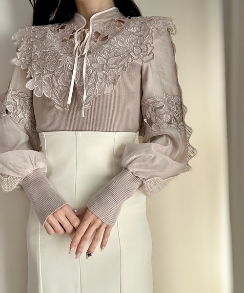 INTER FACTORY（インターファクトリー）の「rei - ハイウエストマーメイドスカート made in INTER FACTORY（スカート・レディース・アイボリー/ブルー・MEDIUM/SMALL）」の4枚目の写真