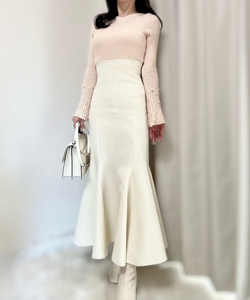 INTER FACTORY（インターファクトリー）の「rei - ハイウエストマーメイドスカート made in INTER FACTORY（スカート・レディース・アイボリー/ブルー・MEDIUM/SMALL）」の3枚目の写真