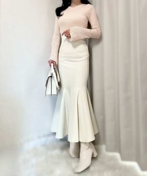 INTER FACTORY（インターファクトリー）の「rei - ハイウエストマーメイドスカート made in INTER FACTORY（スカート・レディース・アイボリー/ブルー・MEDIUM/SMALL）」の18枚目の写真