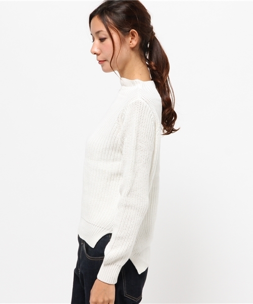 OUTLET（アウトレット）の「【Sheta】畦編ミハイネックプルオーバー（ニット/セーター・レディース・オフホワイト/ネイビー/ライトブルー・FREE）」の5枚目の写真
