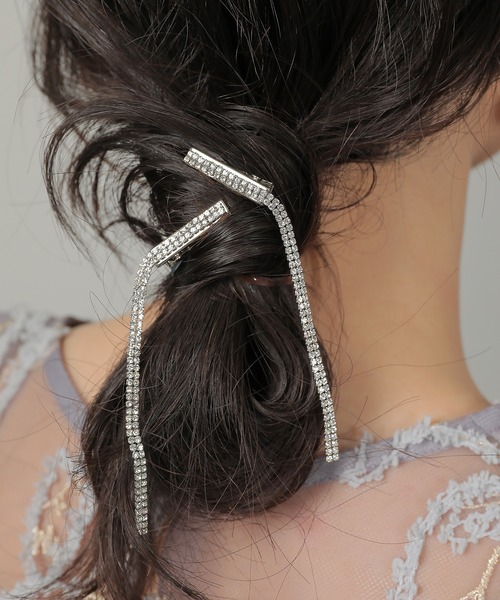 ラインストーン シンプル ヘアクリップ 結婚式 お呼ばれ オケージョン