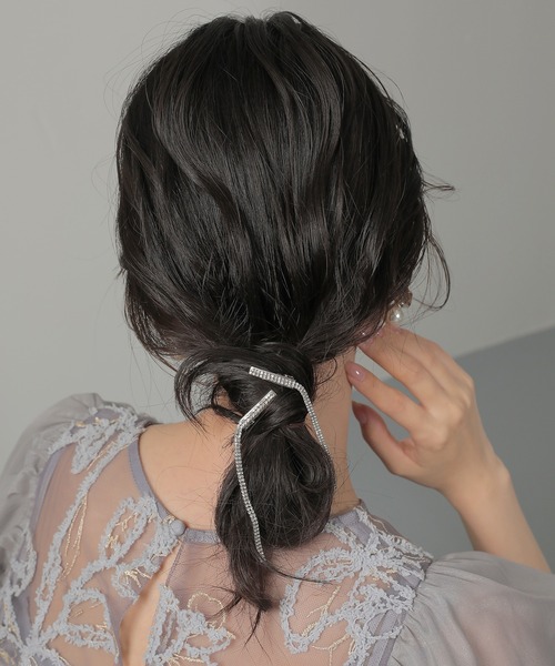 ラインストーン シンプル ヘアクリップ 結婚式 お呼ばれ オケージョン
