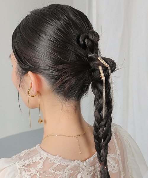 ラインストーン シンプル ヘアクリップ 結婚式 お呼ばれ オケージョン