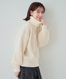 ◆【S-LL】さりげないラメ感 配色ジャカード タートルネックニット