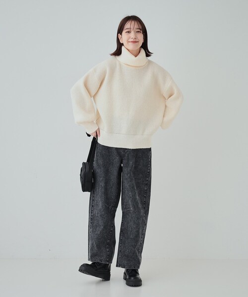 WEB限定】ウォッシャブルウール タートルネックニット(トップス