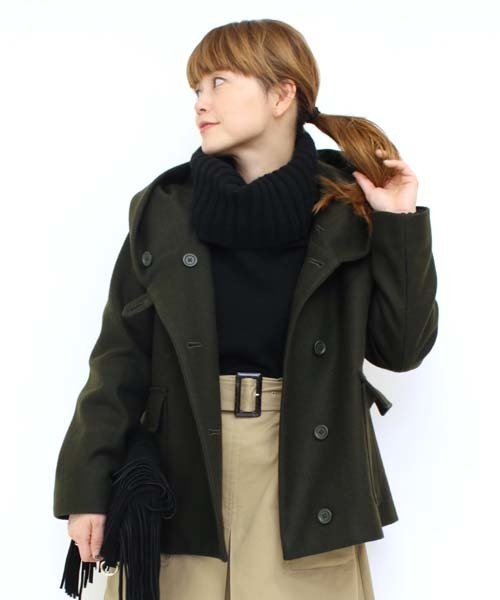 mystic（ミスティック）の「【mystic】フード付ショートジャケット（その他アウター・レディース・ネイビー/カーキ/キャメル/チャコールグレー・ﾌﾘ-）」の3枚目の写真