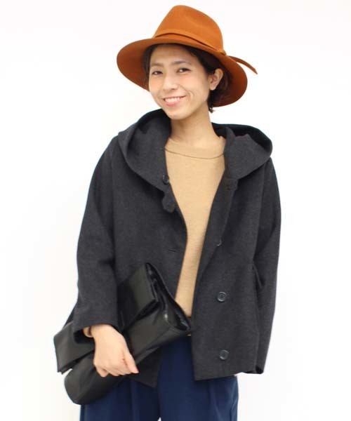 mystic（ミスティック）の「【mystic】フード付ショートジャケット（その他アウター・レディース・ネイビー/カーキ/キャメル/チャコールグレー・ﾌﾘ-）」の2枚目の写真