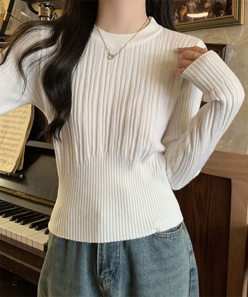blackdia ocean(ブラックダイヤオーシャン)の「blackdia ocean ラウンドネックスリムリブニット(ニット/セーター・レディース・ブラウン/ホワイト/ベージュ/ブラック/アイボリー・FREE)」の15枚目の写真