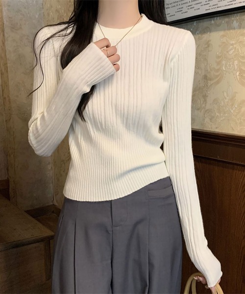 blackdia ocean(ブラックダイヤオーシャン)の「blackdia ocean ラウンドネックスリムリブニット(ニット/セーター・レディース・ブラウン/ホワイト/ベージュ/ブラック/アイボリー・FREE)」の16枚目の写真