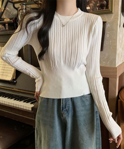 blackdia ocean(ブラックダイヤオーシャン)の「blackdia ocean ラウンドネックスリムリブニット(ニット/セーター・レディース・ブラウン/ホワイト/ベージュ/ブラック/アイボリー・FREE)」の18枚目の写真