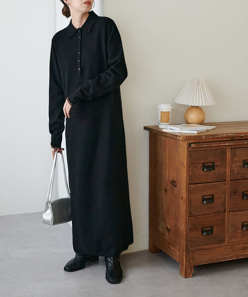 【セール】モチモチ衿付きニットワンピース（ワンピース）｜DISCOAT（ディスコート）