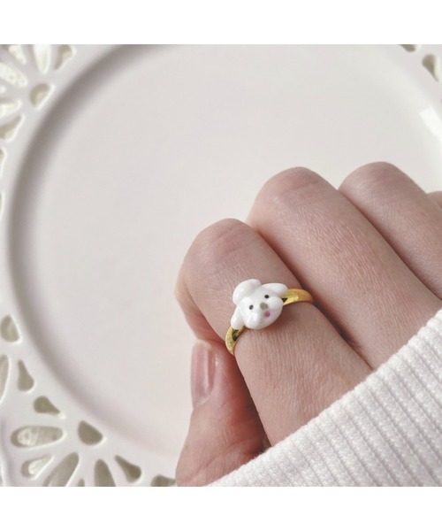 tone（トーン）の「【charme by pimo 】ホイップわんこリング(MA)（リング・レディース・ホワイト/シルバー/ゴールド・FREE）」の2枚目の写真