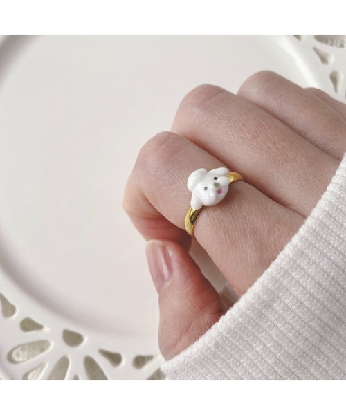 tone（トーン）の「【charme by pimo 】ホイップわんこリング(MA)（リング・レディース・ホワイト/シルバー/ゴールド・FREE）」の5枚目の写真