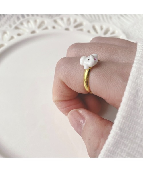tone（トーン）の「【charme by pimo 】ホイップわんこリング(MA)（リング・レディース・ホワイト/シルバー/ゴールド・FREE）」の6枚目の写真