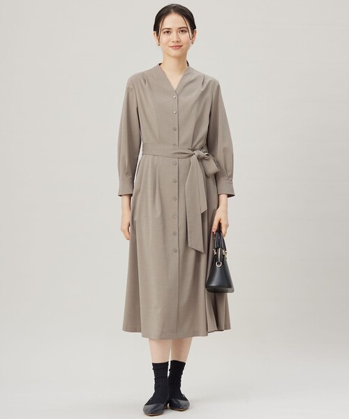 自由区（ジユウク）の「ドライタッチファンクショナル ワンピース（シャツワンピース・レディース・ネイビー系/カーキ系・32）」の5枚目の写真