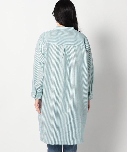 Grand PARK（グランドパーク）の「【柔らかくさらさらが続くリネンシリーズ】　スキッパー長袖シャツ（ストライプ）（シャツ/ブラウス・レディース・ブラック系/グリーン系・MEDIUM/LARGE）」の11枚目の写真