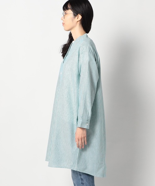 Grand PARK（グランドパーク）の「【柔らかくさらさらが続くリネンシリーズ】　スキッパー長袖シャツ（ストライプ）（シャツ/ブラウス・レディース・ブラック系/グリーン系・MEDIUM/LARGE）」の12枚目の写真
